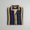 Gemini_Generated_Image_gb3bymgb3bymgb3b Cuban Collar China Fabric Shirt - Navy Blue & Mustard Stripe