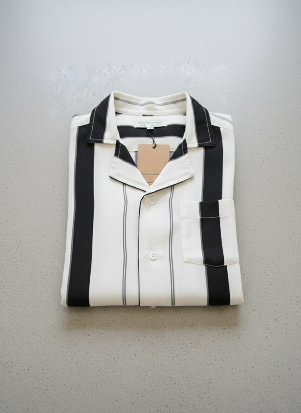 Gemini_Generated_Image_klha95klha95klha Cuban Collar China Fabric Shirt - Black Stripe